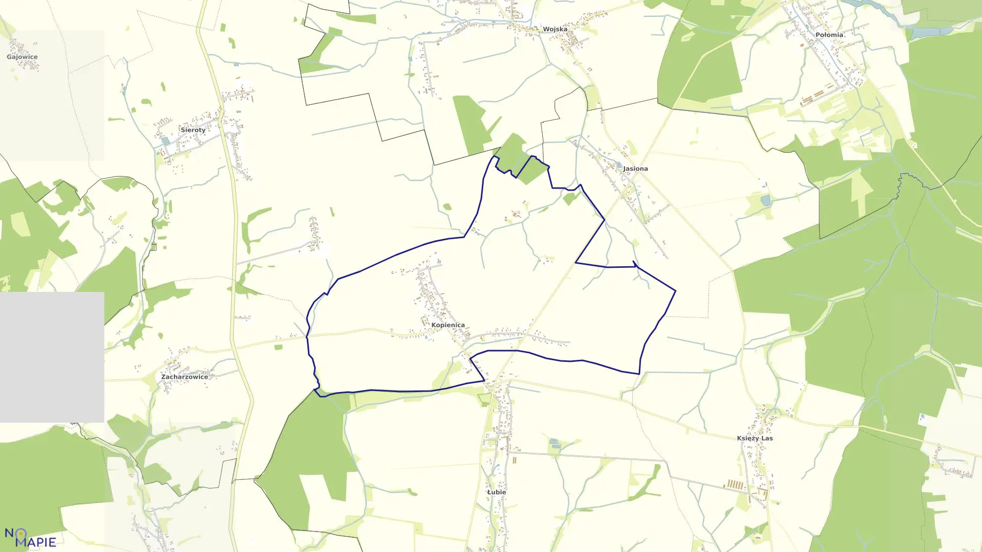 Mapa obrębu Kopienica w gminie Zbrosławice